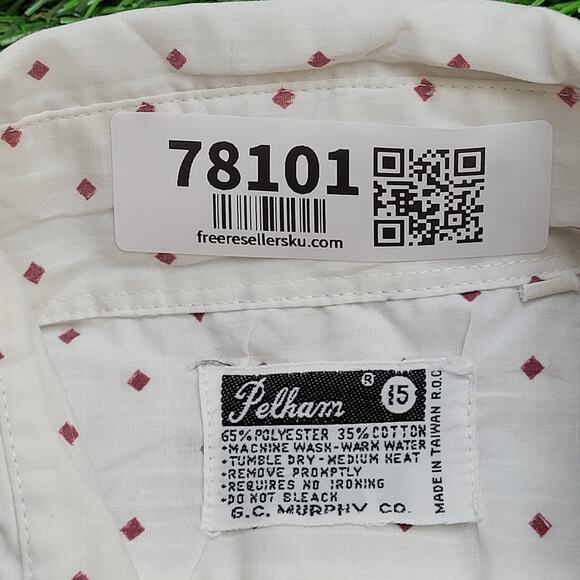 Vintage 90s Pelham Button Shirt M/L 15 21x30 Polka-Dot - Picture 8 of 10